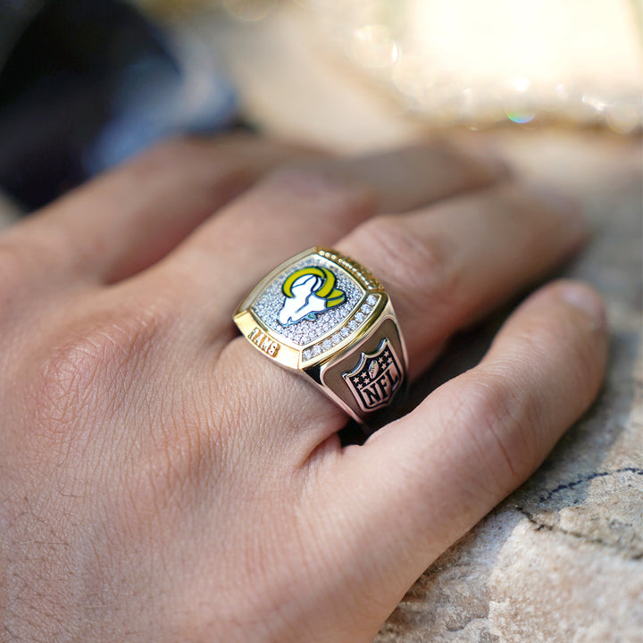 NFL LOS ANGELES RAMS MEN'S TEAM RING with 1/2 CTTW Diamonds, 10K Yellow Gold and Sterling Silver