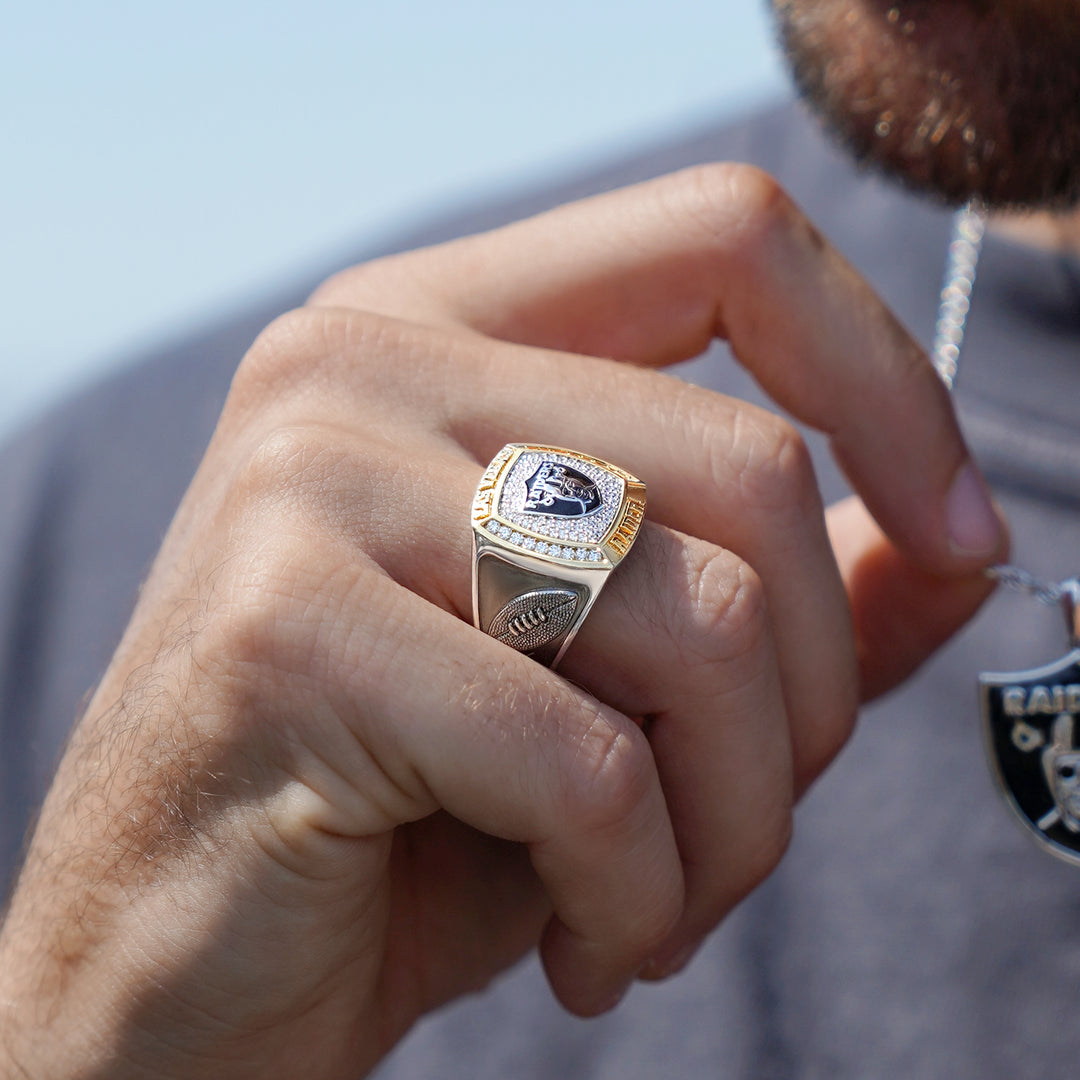 NFL LAS VEGAS RAIDERS MEN'S TEAM RING with 1/2 CTTW Diamonds, 10K Yellow Gold and Sterling Silver