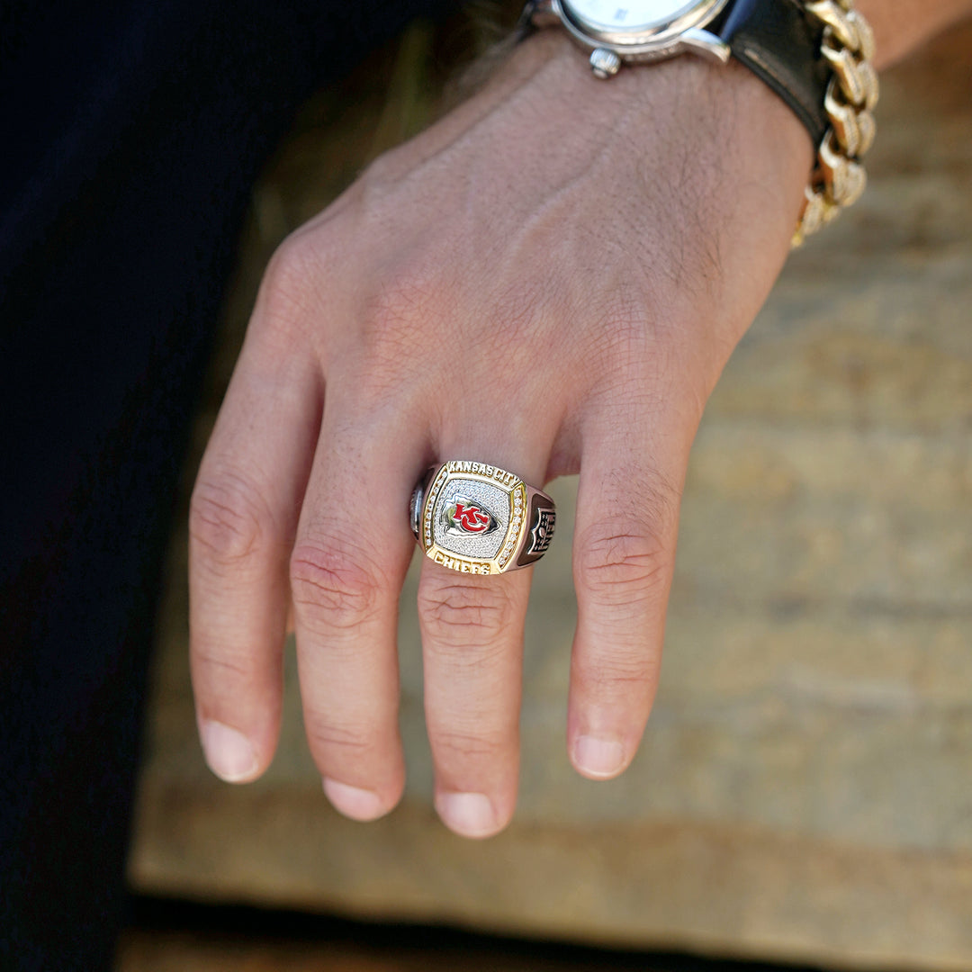 NFL KANSAS CITY CHIEFS MEN'S TEAM RING with 1/2 CTTW Diamonds, 10K Yellow Gold and Sterling Silver