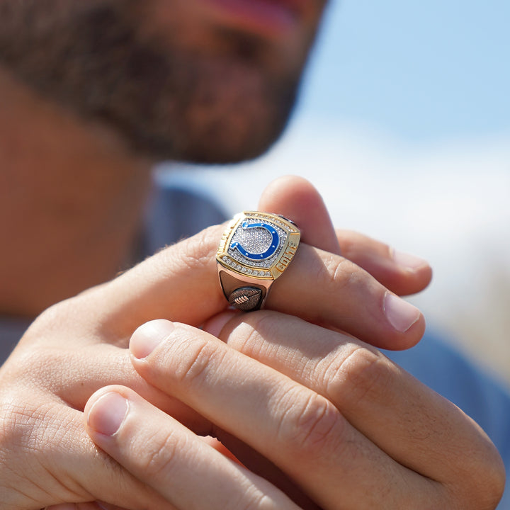 NFL INDIANAPOLIS COLTS MEN'S TEAM RING with 1/2 CTTW Diamonds, 10K Yellow Gold and Sterling Silver