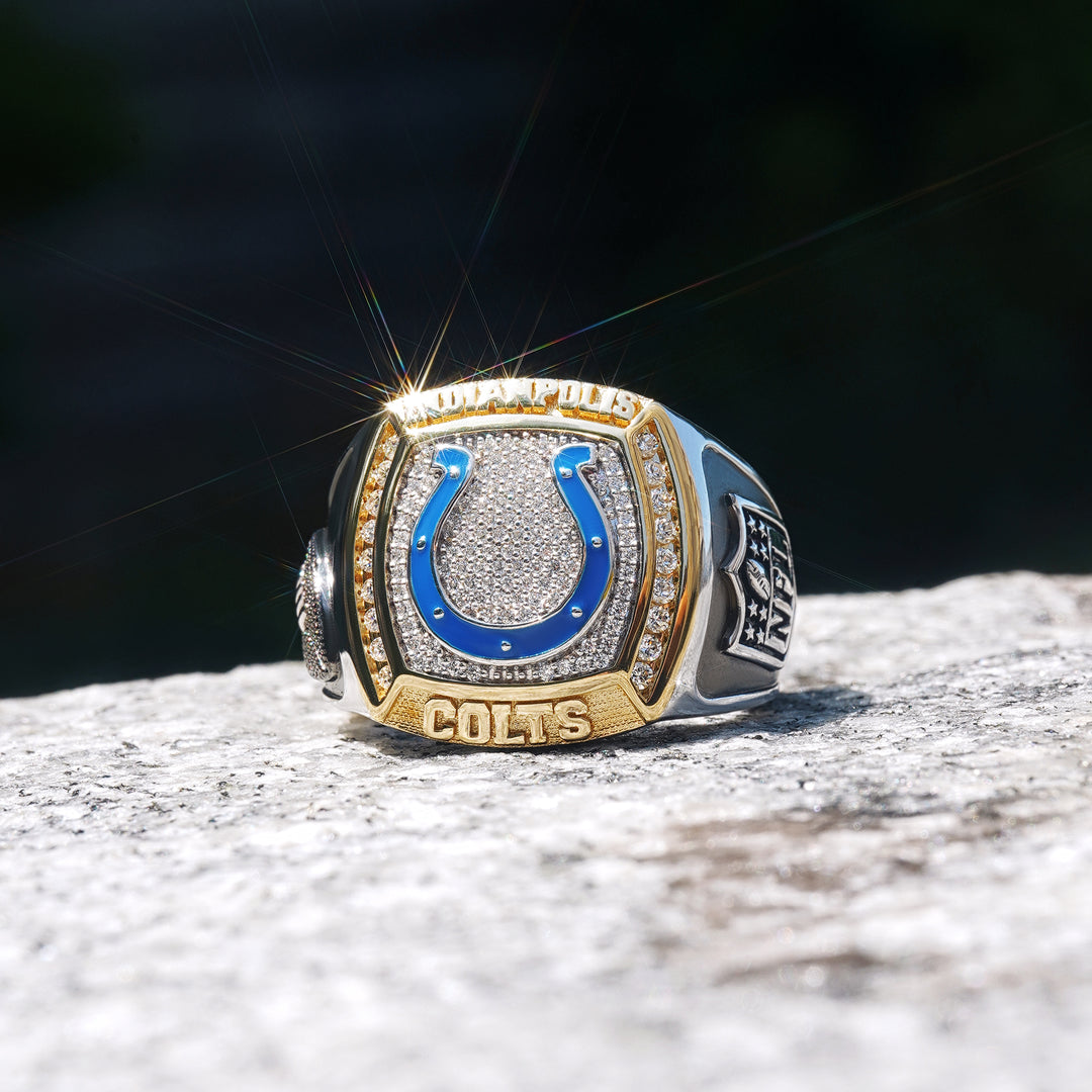 NFL INDIANAPOLIS COLTS MEN'S TEAM RING with 1/2 CTTW Diamonds, 10K Yellow Gold and Sterling Silver