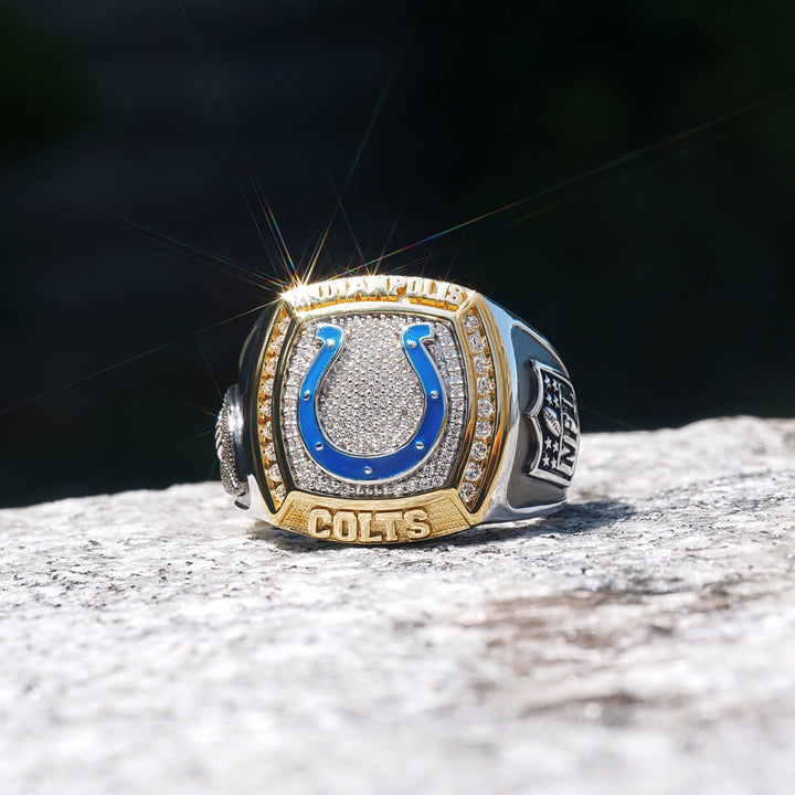 NFL INDIANAPOLIS COLTS MEN'S TEAM RING with 1/2 CTTW Diamonds, 10K Yellow Gold and Sterling Silver