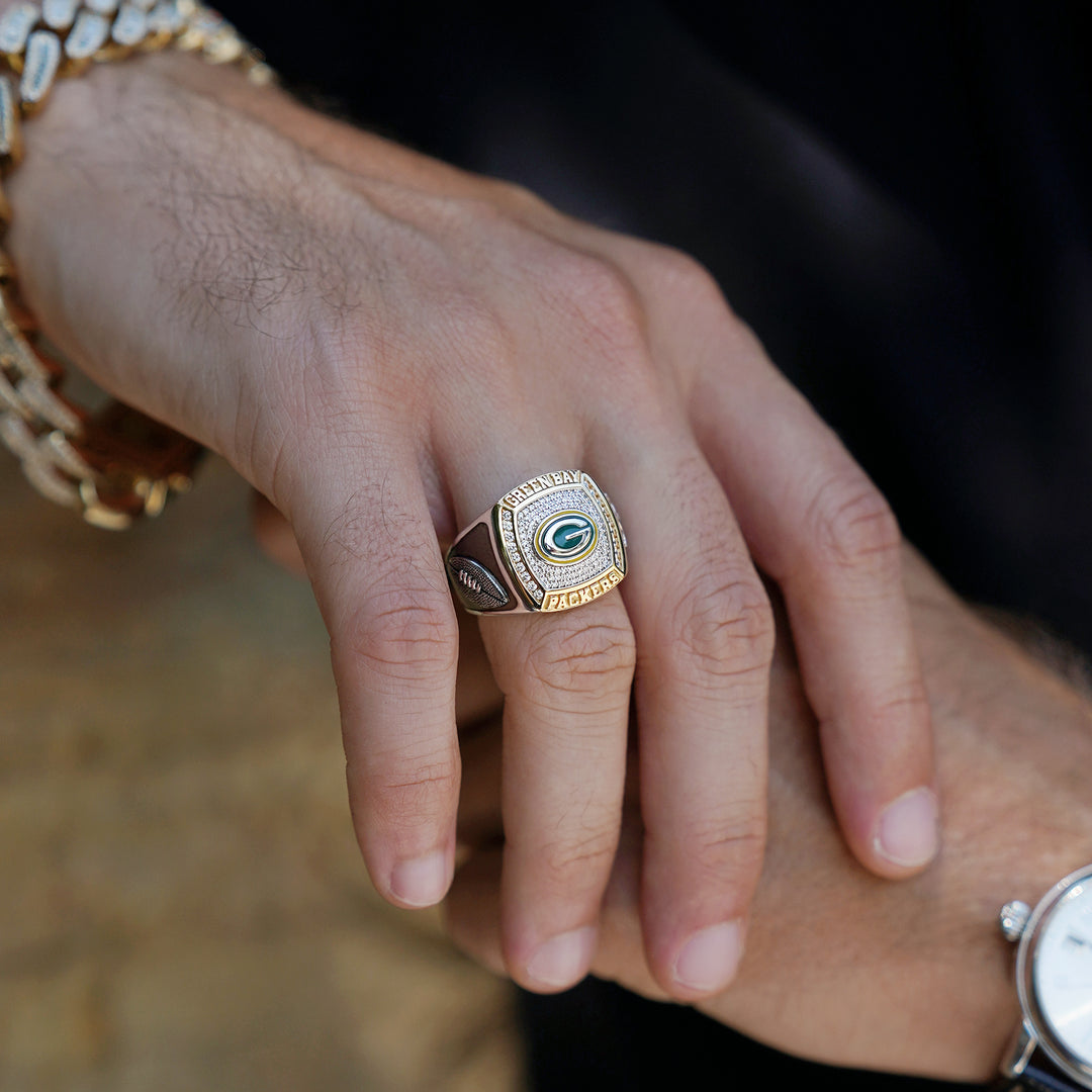 NFL GREEN BAY PACKERS MEN'S TEAM RING with 1/2 CTTW Diamonds, 10K Yellow Gold and Sterling Silver