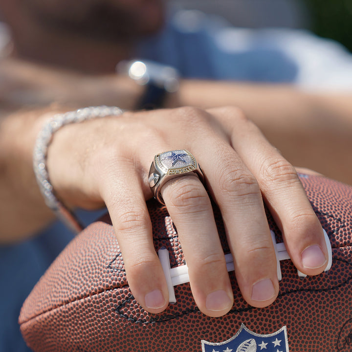 MICHAEL GALLUP MEN'S AUTOGRAPH RING with 1/2 CTTW Diamonds, 10K Yellow Gold and Sterling Silver