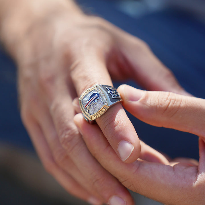 JOSH ALLEN MEN'S AUTOGRAPH RING with 1/2 CTTW Diamonds, 10K Yellow Gold and Sterling Silver