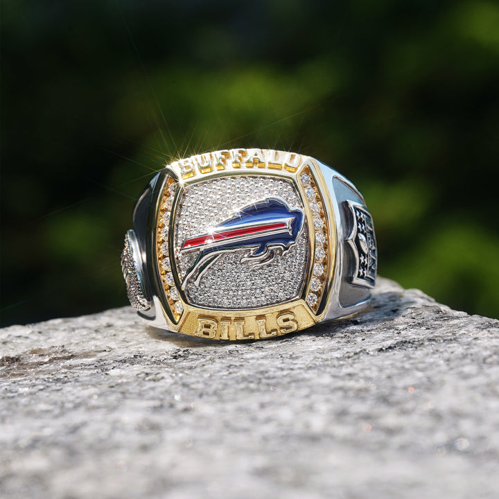 NFL BUFFALO BILLS MEN'S TEAM RING with 1/2 CTTW Diamonds, 10K Yellow Gold and Sterling Silver