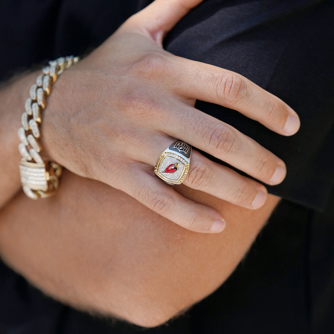 NFL ARIZONA CARDINALS MEN'S TEAM RING with 1/2 CTTW Diamonds, 10K Yellow Gold and Sterling Silver