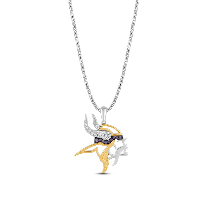 NFL MINNESOTA VIKINGS WOMEN'S TEAM PENDANT with Purple And White Cubic Zirconia, 14K Yellow Gold Over Sterling Silver