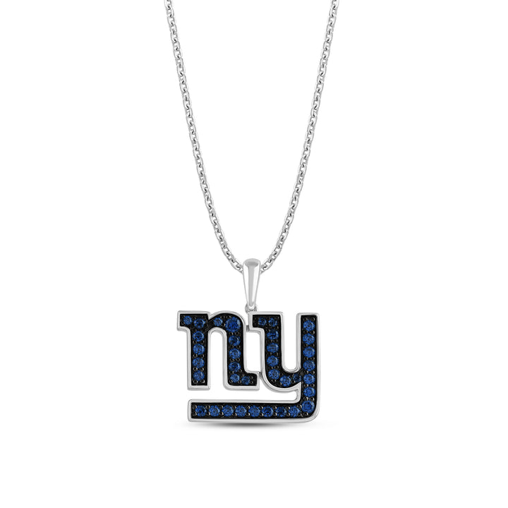 NFL NEW YORK GIANTS WOMEN'S TEAM PENDANT with Blue Cubic Zirconia, Sterling Silver