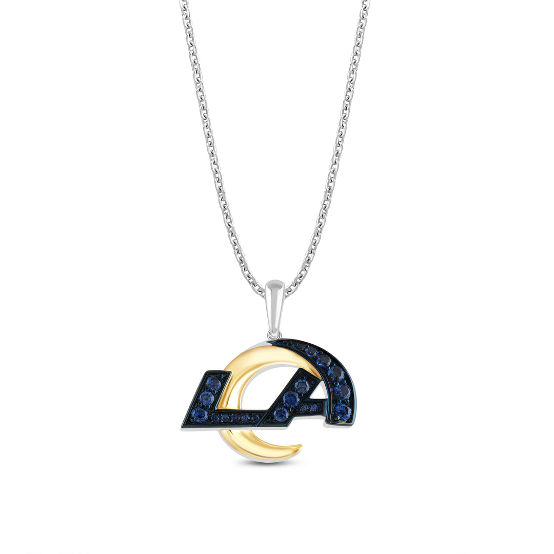 NFL LOS ANGELES RAMS WOMEN'S TEAM PENDANT with Blue Cubic Zirconia, 14K Yellow Gold Over Sterling Silver