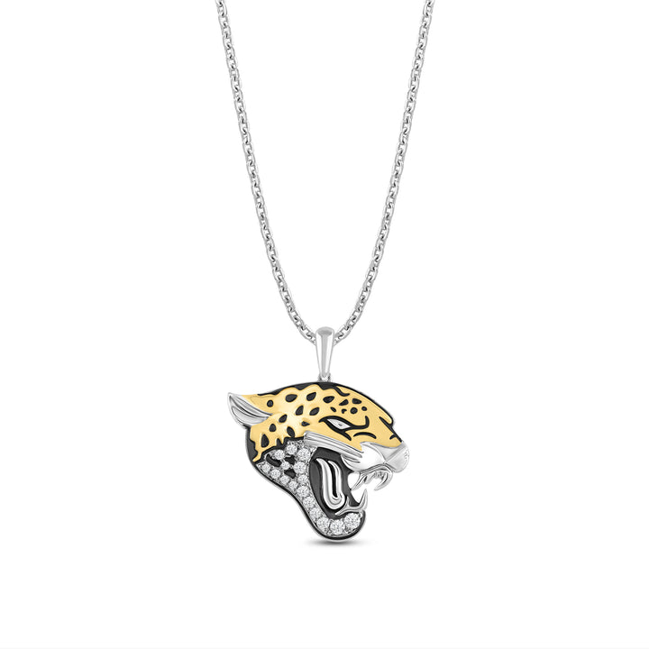 NFL JACKSONVILLE JAGUARS WOMEN'S TEAM PENDANT with White Cubic Zirconia, 14K Yellow Gold Over Sterling Silver