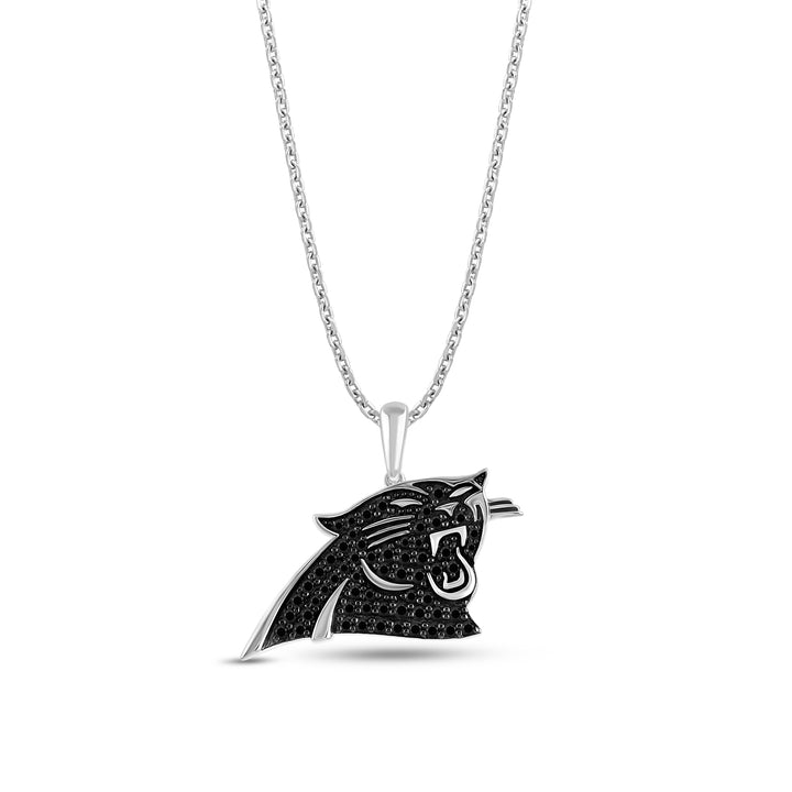 NFL CAROLINA PANTHERS WOMEN'S TEAM PENDANT with Black Cubic Zirconia, Sterling Silver