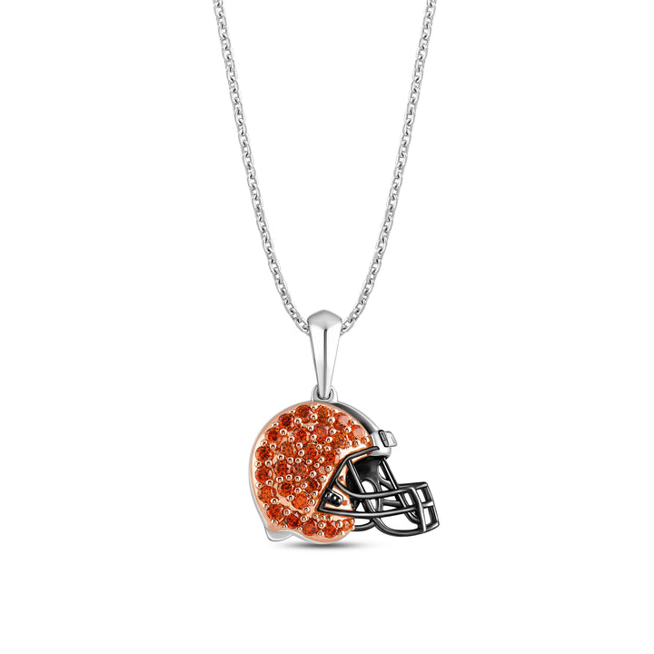 NFL CLEVELAND BROWNS WOMEN'S TEAM PENDANT with Orange-Red Cubic Zirconia, 14K Rose Gold Over Sterling Silver