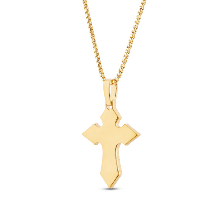 ARROW ENDED LAYERED CROSS MEN'S DRIPZ NECKLACE 
with Cubic Zirconia Stones and 14K Yellow Gold over Sterling Silver