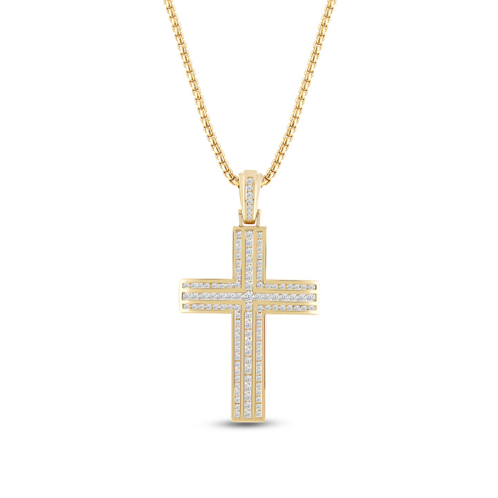 ARCHED CROSS MEN'S DRIPZ NECKLACE 
with Cubic Zirconia Stones and 14K Yellow Gold over Sterling Silver