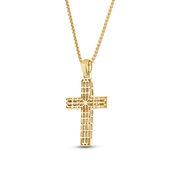 ARCHED CROSS MEN'S DRIPZ NECKLACE 
with Cubic Zirconia Stones and 14K Yellow Gold over Sterling Silver