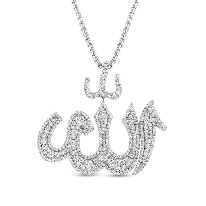 ALLAH MEN'S DRIPZ NECKLACE  with Cubic Zirconia Stones and Sterling Silver