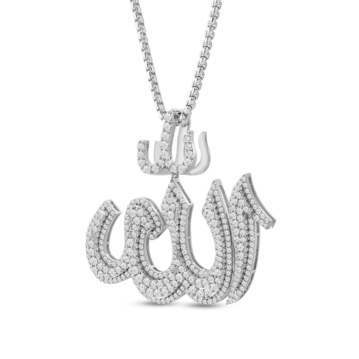 ALLAH MEN'S DRIPZ NECKLACE  with Cubic Zirconia Stones and Sterling Silver