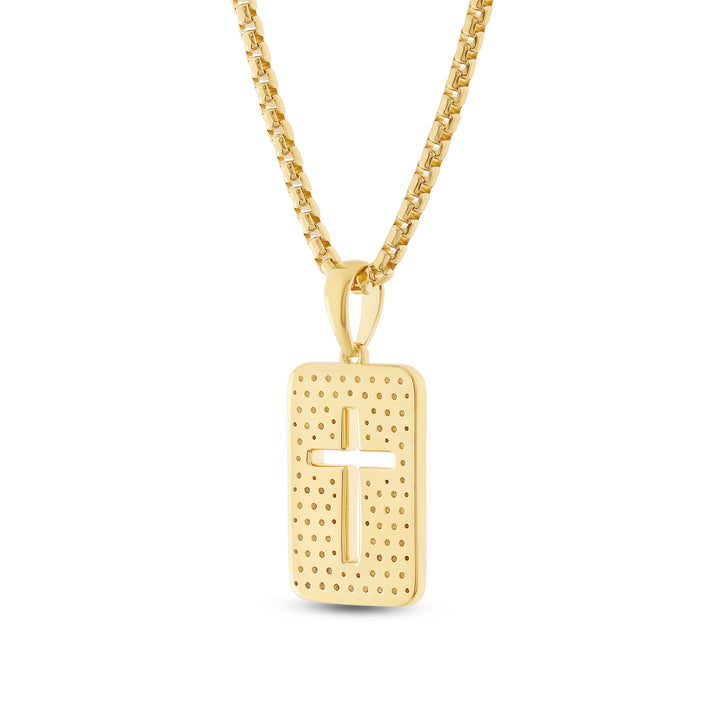 CUTOUT CROSS MEN'S DRIPZ NECKLACE 
with Cubic Zirconia Stones and 14K Yellow Gold over Sterling Silver