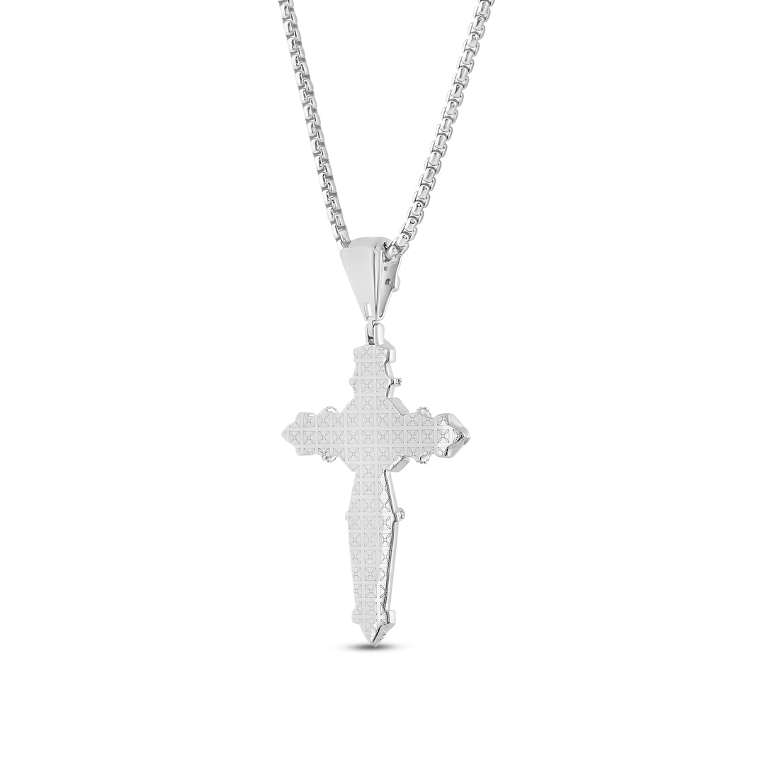 ROCKET ENDED DESIGNER CROSS MEN'S DRIPZ NECKLACE 
with Cubic Zirconia Stones and Sterling Silver