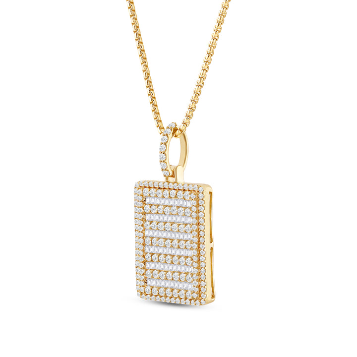 DOUBLE FRAMED BAGUETTE MEN'S DRIPZ DOGTAG NECKLACE 
with Cubic Zirconia Stones and 14K Yellow Gold over Sterling Silver