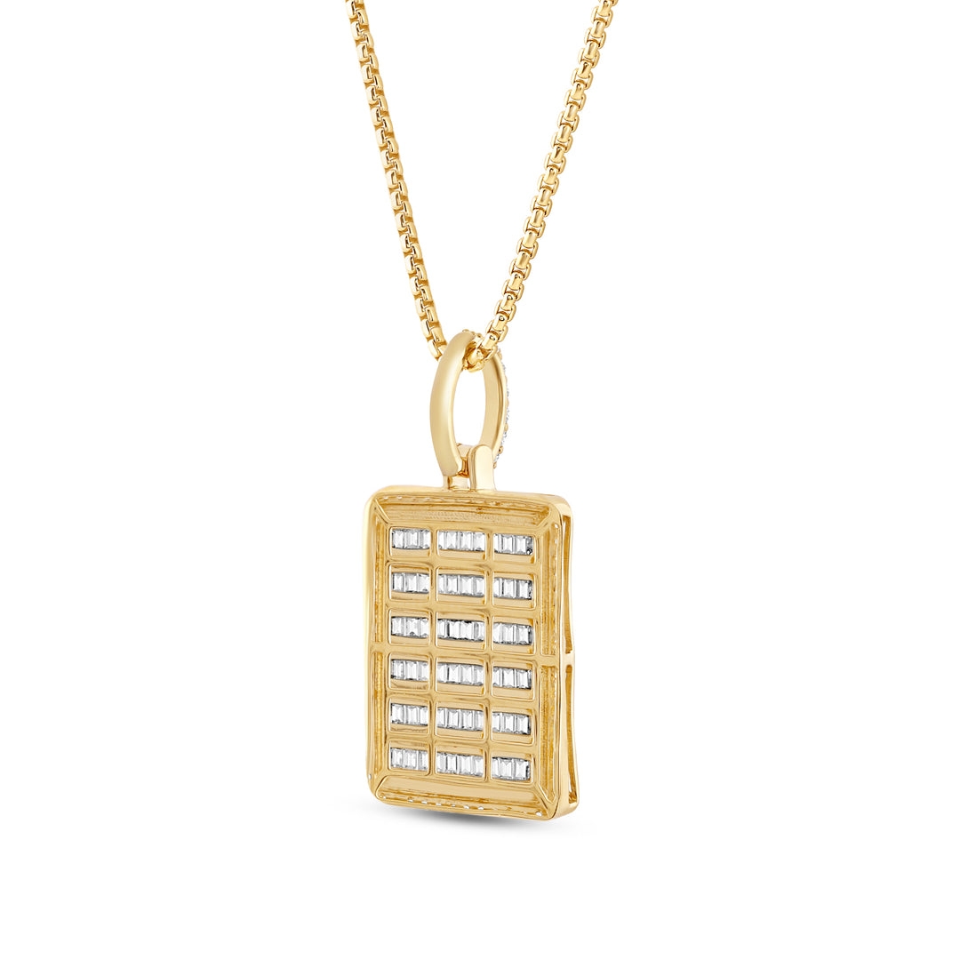 DOUBLE FRAMED BAGUETTE MEN'S DRIPZ DOGTAG NECKLACE 
with Cubic Zirconia Stones and 14K Yellow Gold over Sterling Silver