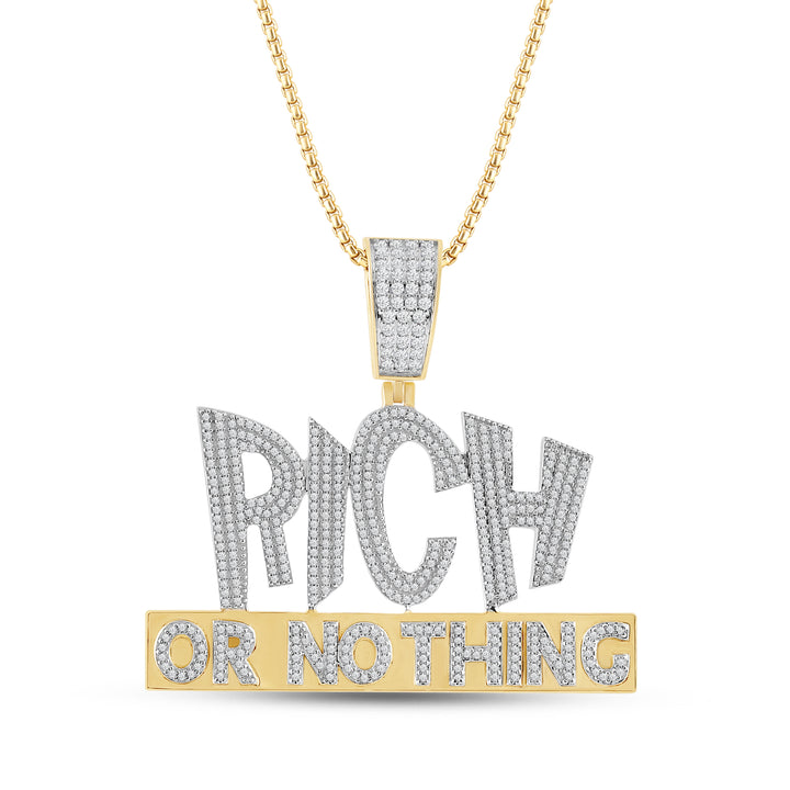 RICH-OR-NOTHING MEN'S DRIPZ NECKLACE  with Cubic Zirconia Stones and 14K Yellow Gold over Sterling Silver