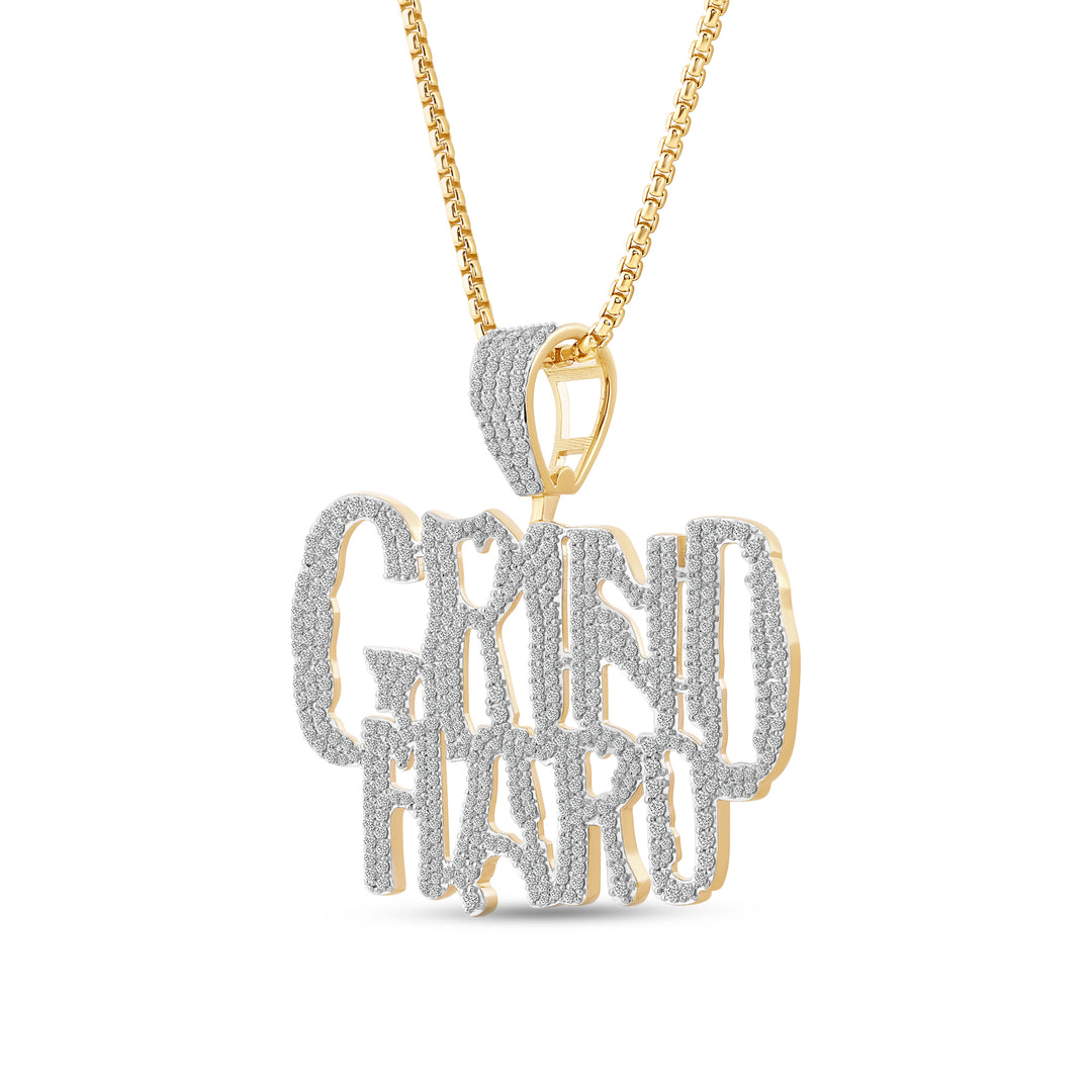 GRIND HARD MEN'S DRIPZ NECKLACE 
with Cubic Zirconia Stones and 14K Yellow Gold over Sterling Silver