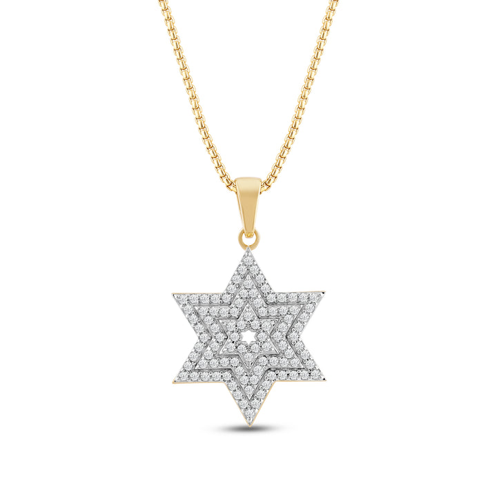 LAYERED STAR MEN'S DRIPZ NECKLACE  with Cubic Zirconia Stones and 14K Yellow Gold over Sterling Silver