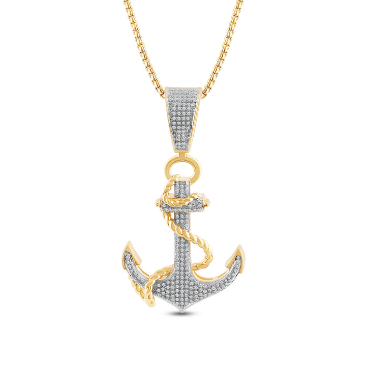 ANCHOR MEN'S DRIPZ NECKLACE 
with Cubic Zirconia Stones and 14K Yellow Gold over Sterling Silver