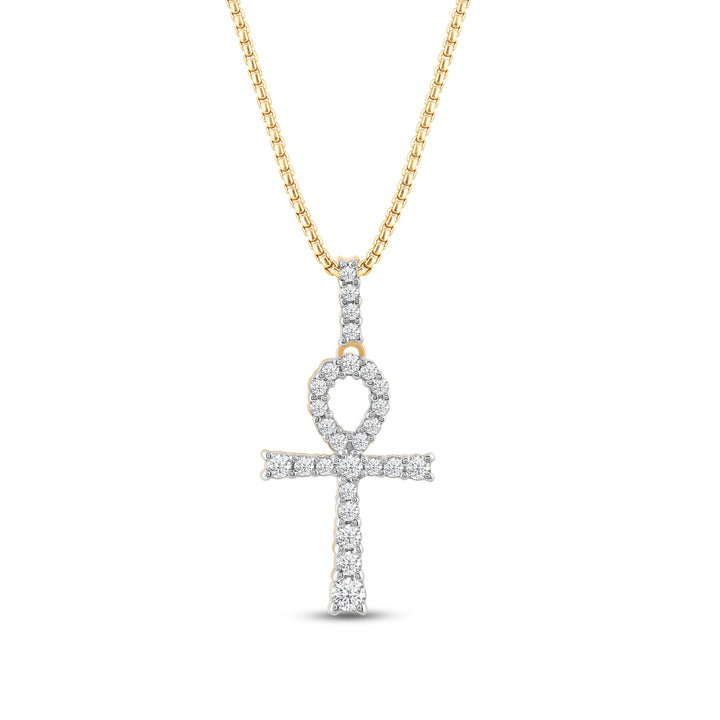 ANKH MEN'S DRIPZ NECKLACE  with Cubic Zirconia Stones and 14K Yellow Gold over Sterling Silver