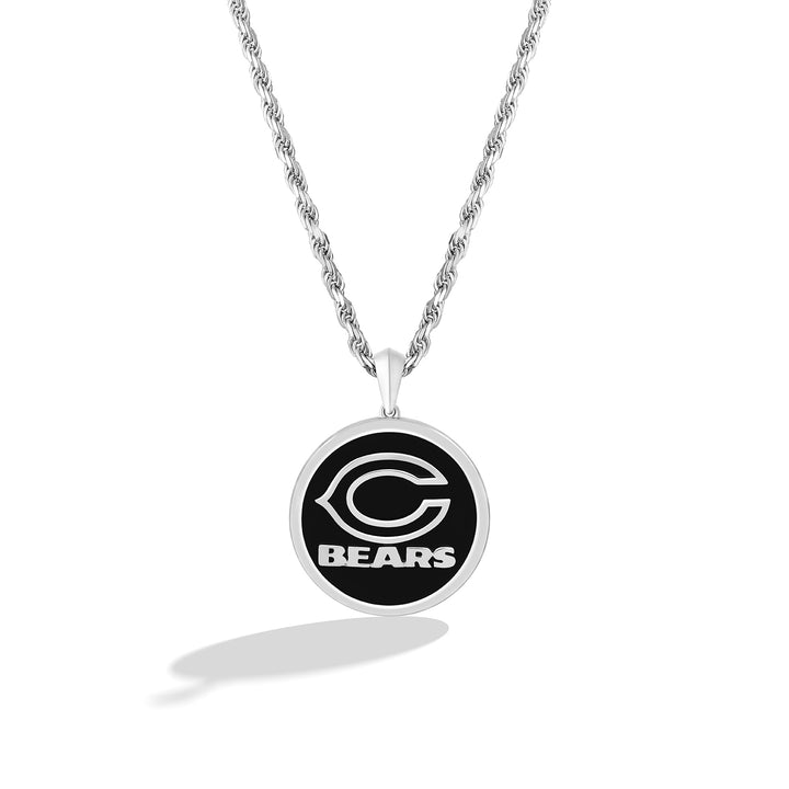 NFL CHICAGO BEARS UNISEX SILVER AND BLACK ONYX PENDNAT