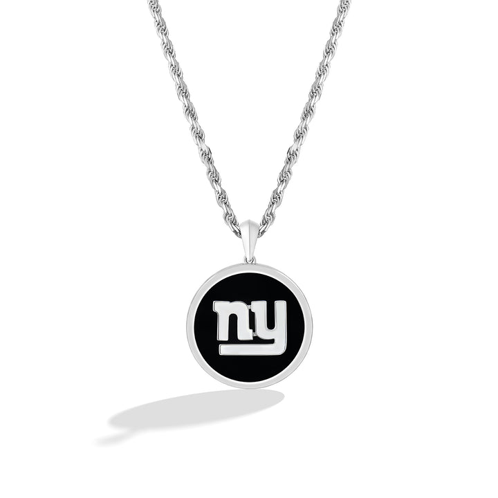 NFL NEW YORK GIANTS UNISEX SILVER AND BLACK ONYX PENDNAT