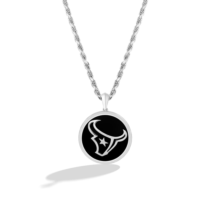 NFL HOUSTON TEXANS UNISEX SILVER AND BLACK ONYX PENDNAT