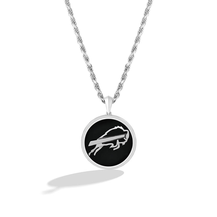 NFL BUFFALO BILLS UNISEX SILVER AND BLACK ONYX PENDNAT