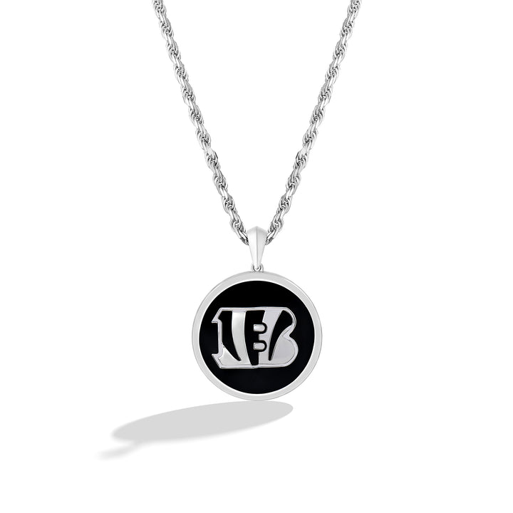 NFL CINCINNATI BENGALS UNISEX SILVER AND BLACK ONYX PENDNAT