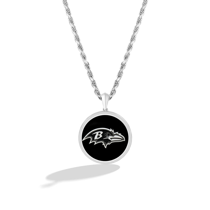 NFL BALTIMORE RAVENS UNISEX SILVER AND BLACK ONYX PENDNAT