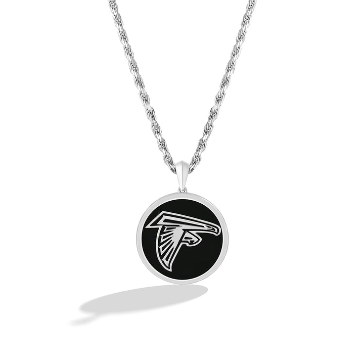 NFL ATLANTA FALCONS UNISEX SILVER AND BLACK ONYX PENDNAT