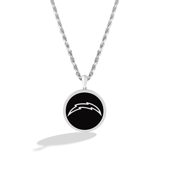 NFL LOS ANGELES CHARGERS UNISEX SILVER AND BLACK ONYX PENDNAT