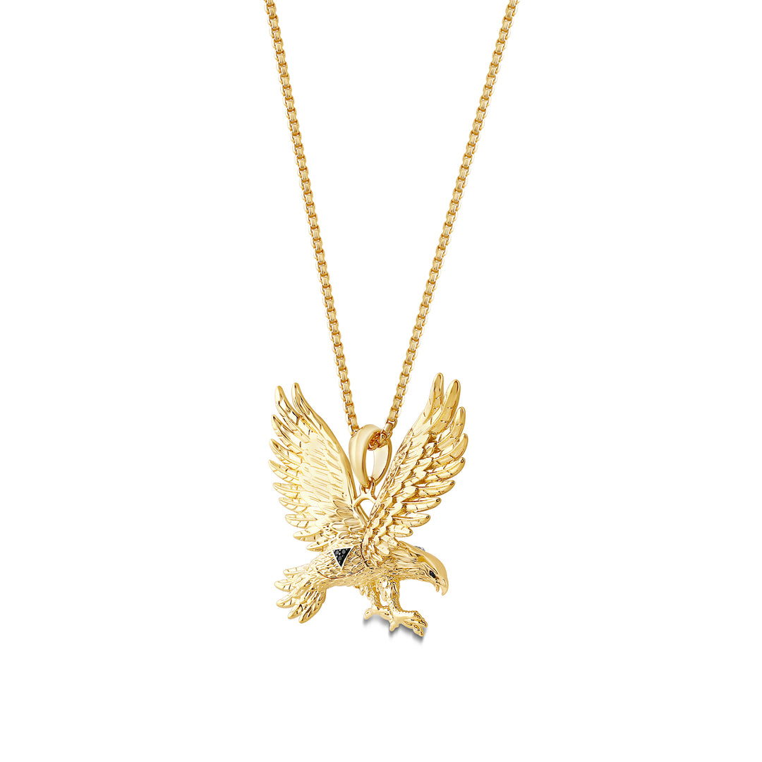 EAGLE MEN'S DRIPZ NECKLACE with Cubic Zirconia Stones and 14K Yellow Gold over Sterling Silver