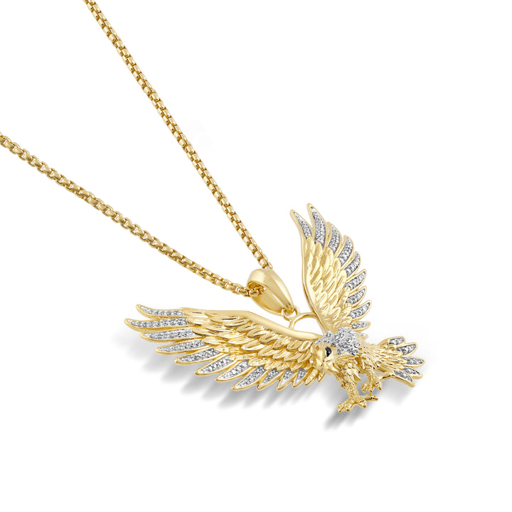 EAGLE MEN'S DRIPZ NECKLACE with Cubic Zirconia Stones and 14K Yellow Gold over Sterling Silver