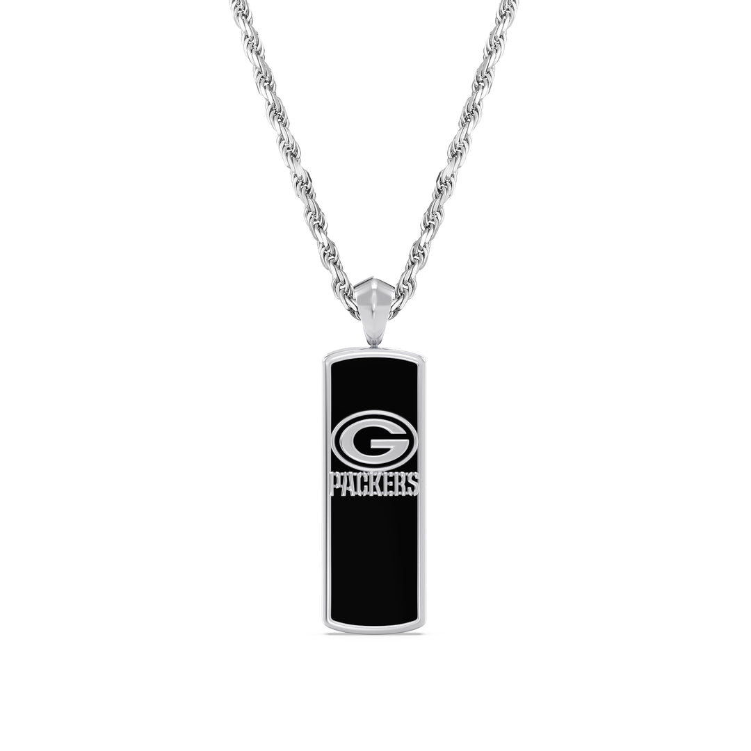 True Fans Green Bay Packers 1/10 CTTW Unisex Pendant in Silver and Onyx