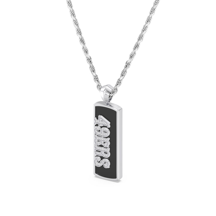 NFL SAN FRANCISCO 49ERS UNISEX ONYX PENDANT 
with 1/10 CTTW Diamonds and Sterling Silver