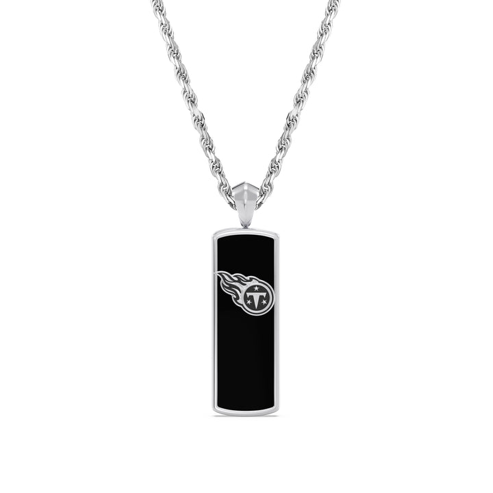 NFL TENNESSEE TITANS UNISEX ONYX PENDANT 
with 1/10 CTTW Diamonds and Sterling Silver