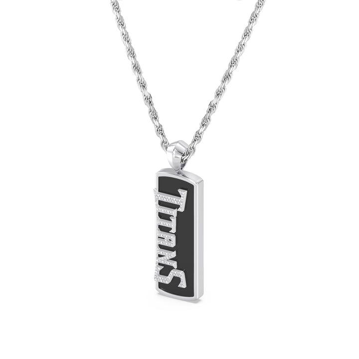 NFL TENNESSEE TITANS UNISEX ONYX PENDANT 
with 1/10 CTTW Diamonds and Sterling Silver