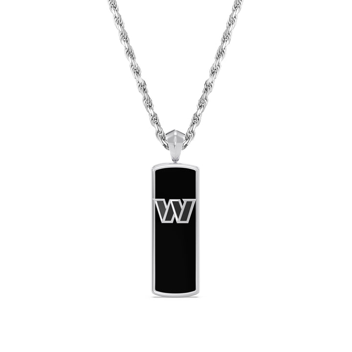 NFL WASHINGTON COMMANDERS UNISEX ONYX PENDANT
 with 1/10 CTTW Diamonds and Sterling Silver