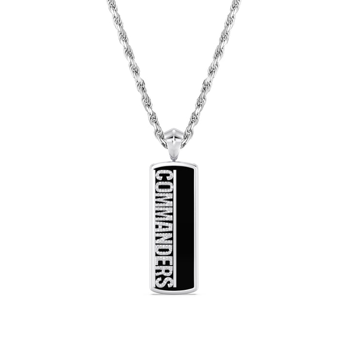 NFL WASHINGTON COMMANDERS UNISEX ONYX PENDANT
 with 1/10 CTTW Diamonds and Sterling Silver