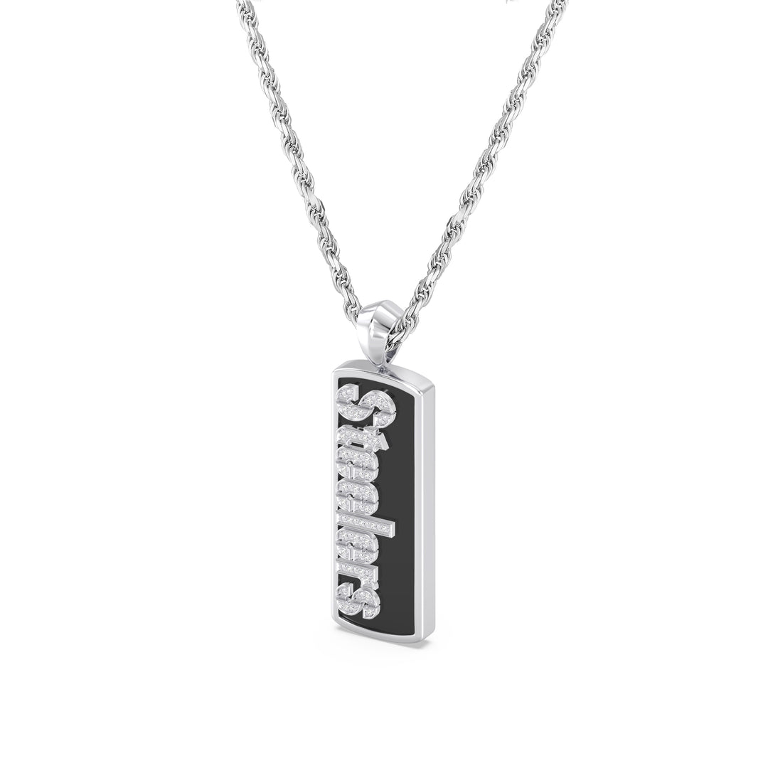 NFL PITTSBURGH STEELERS UNISEX ONYX PENDANT
 with 1/10 CTTW Diamonds and Sterling Silver