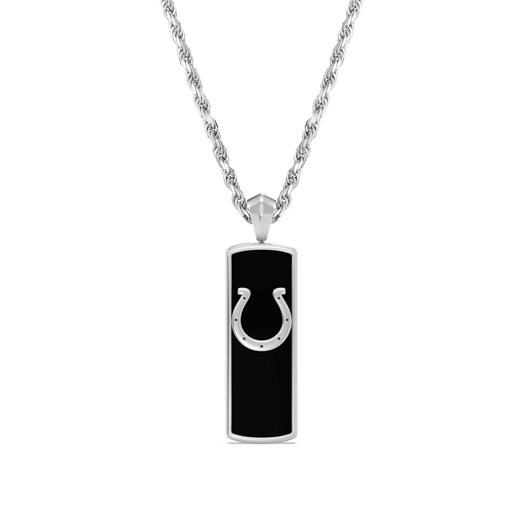 NFL INDIANAPOLIS COLTS UNISEX ONYX PENDANT 
with 1/10 CTTW Diamonds and Sterling Silver