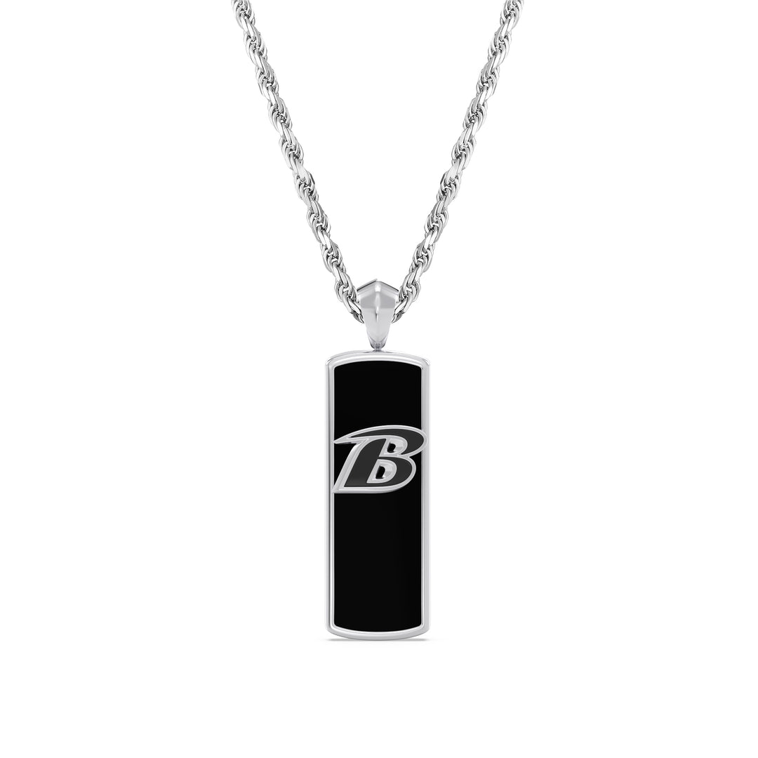 NFL BALTIMORE RAVENS UNISEX ONYX PENDANT 
with 1/10 CTTW Diamonds and Sterling Silver